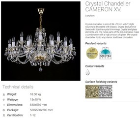 Candelabru 15 brate Cristal Bohemia Exclusive CAMERON XV.