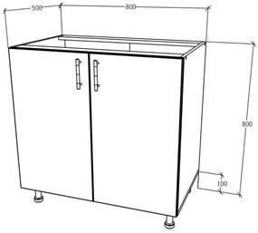 Corp Baza Karo, 2 Usi, Lemn Natural/Alb, 80 x 50 x 80 cm