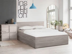 Pat de o persoana stejar trufa, SOFIA 120 x 200 cm Saltele: Cu saltele Deluxe 10 cm, Somiera pat: Fara somiera