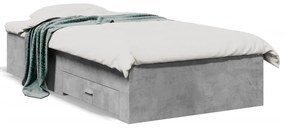 3280429 vidaXL Cadru de pat cu sertare, gri beton, 90x200 cm, lemn prelucrat