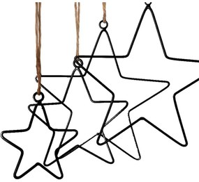 Decoratiune de Craciun suspendata BLACK STARS, set 4 buc.