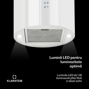 Klarstein Barett, hotă de aspirație, Ø 38 cm, convecție 560 m³/h, LED, filtru de carbon, alb