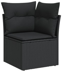 Set canapea de grădină vidaXL cu perne Negru Poliratan