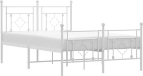 vidaXL Cadru de pat metalic cu tăblie, alb, 120x190 cm