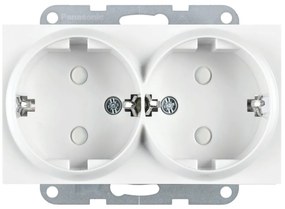 Priza dubla cu impamantare, protectie copii, 16A, IP20, Alb, Panasonic Karre Plus 55