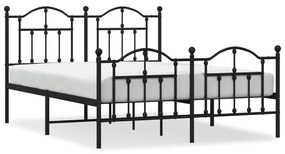 353456 vidaXL Cadru pat metalic cu tăblie de cap/picioare, negru, 135x190 cm