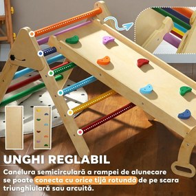 AIYAPLAY Set de Cățărat pentru Copii 5 în 1 cu Triunghi, Arcadă și Rampă, Perfect pentru Copii, 178x64,5x63 cm, Multicolor | Aosom Romania