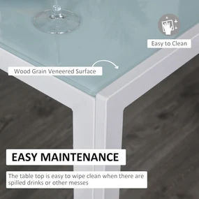 HOMCOM Set Masa pentru 4 Persoane cu 4 Scaune Tapițate, Design Modern și Elegant, Ideal pentru Dining, Alb | Aosom Romania