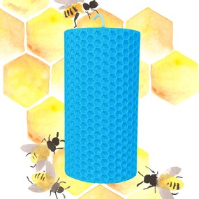 Lumanare Marturie din Ceara de Albine naturala tip fagure colorat - Albastru 15 cm, 5,5 cm