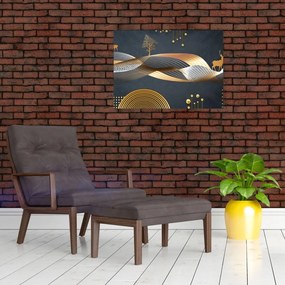 Tablou pe sticlă - Cerb, grafică (70x50 cm)