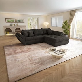 Colțar extensibil dumonde cu ladă de depozitare si sezut confortabil din spuma high-density, Loana Enjoy Black 270x185 cm