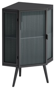 Dulap colțar cu ușă din sticlă, Negru | Aosom Romania