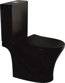 Set vas WC pe pardoseala Inter Ceramic Rimless negru cu rezervor si capac softclose