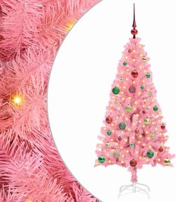 vidaXL Brad de Crăciun cu 150 LED cu suport Roz 150 cm PVC
