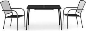 vidaXL Set de masă grădină, 3 piese, antracit, oțel