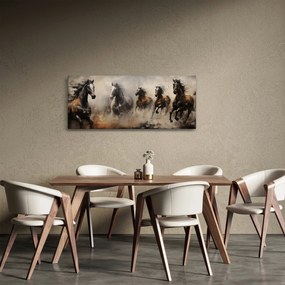 Tablou - Pictură în ulei de cai (120x50 cm)