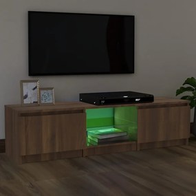 Comoda TV cu lumini LED, stejar maro, 140x40x35,5 cm