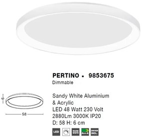 Lustra LED moderna aplicata design slim 58cm PERTINO alba NVL-9853675
