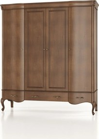 Dulap lemn masiv Celisea 4 Uși 4 Sertare, 200 × 63 × 220 cm - Ivoire