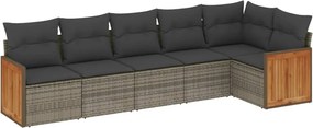 vidaXL Set mobilier grădină cu perne, 6 piese, gri, poliratan