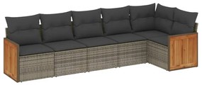 3227670 vidaXL Set mobilier grădină cu perne, 6 piese, gri, poliratan