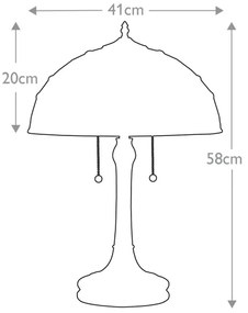 Quoizel QZ-KAMI-TL - Lampă de masă Tiffany KAMI, 2xE27/60W/230V