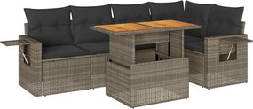 vidaXL Set mobilier grădină cu perne, 6 piese, gri, poliratan
