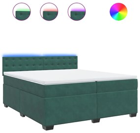 3288717 vidaXL Pat box spring cu saltea, verde închis, 200x200 cm, catifea