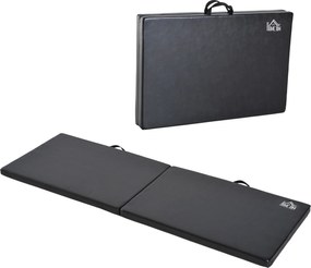 HOMCOM Tapet de Gimnastică Pliabil, Tapet Fitness Gros de 5 cm și Antialunecare, 180x60x5 cm, Negru | Aosom Romania