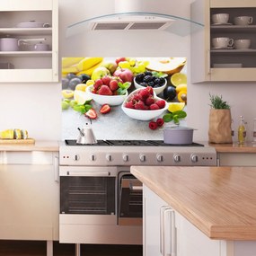 Panou Sticla Bucatarie, 80x120cm, Protectie aragaz, Antistropi, Termorezistent, Alimente, Fructe, Heart Fresh Fruits