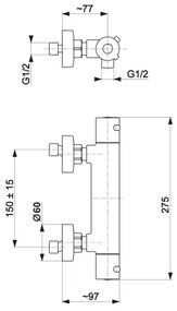 Baterie termostatică de duș KFA Armatura 5736-010-81 MOZA negru mat