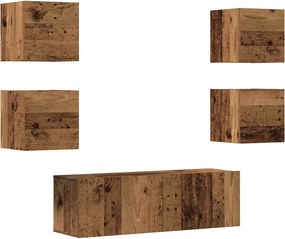 vidaXL Set dulap TV 5 piese montat pe perete lemn vechi lemn prelucrat
