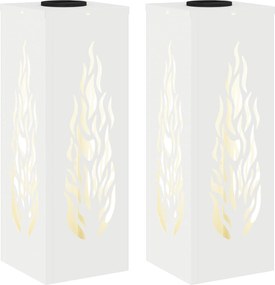 vidaXL Lumină LED Solară pentru Alei 2 pcs Alb Oțel laminat la rece