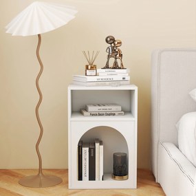 HOMCOM Set de 2 mese de noapte, masă de noapte cu compartimente deschise, design arcuit, 40 x 30 x 60 cm, alb | Aosom Romania