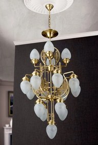 Candelabru cu 17 brate, elegant design LUX Budapest, bronz LU 1440/4+8+4+1 bronze/376 klar-matt OR