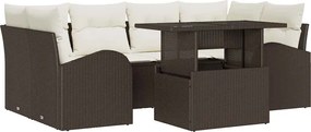 vidaXL Set de canapele pentru grădină cu pernă 7 pcs Maro Rattan poli