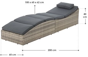 Juskys Șezlong de grădină din ratan Lamia - gri