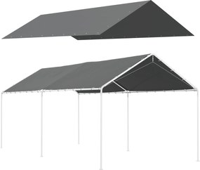 Outsunny Acoperiș Carport 10 x 20 ft, Husă de Schimb Rezistentă la UV cu Corzi Elastice, Gri Închis | Aosom Romania