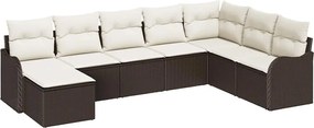 vidaXL Set de canapele pentru grădină 8 pcs maro și alb Rattan poli