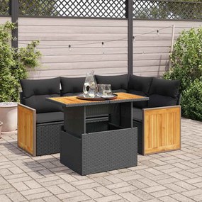 3327702 vidaXL Set mobilier de grădină cu perne, 5 piese,poliratan/lemn acacia