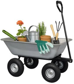 Cărucior de grădină 3 în 1 cu basculantă, capacitate de încărcare până la 250 kg, oțel galvanizat