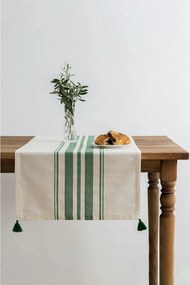 Traversa masa TEREZA, alb/verde, bumbac/poliester, 50x150 cm