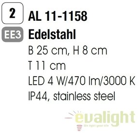 Aplica de perete LED exterior IP44 Karas round AL 11-1158 Edelstahl OR