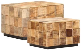 vidaXL Măsuțe de cafea, 2 buc., design bloc, lemn brut de mango