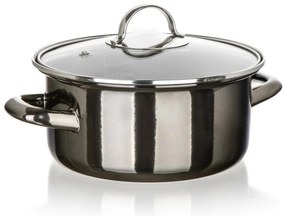 Banquet Oală emailată METALLIC Black 20 cm, 2 l,cu capac, 20 cm