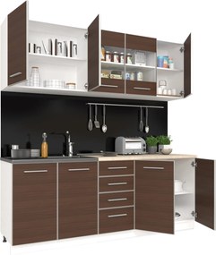 Bucatarie Riga, Pin Inchis/Alb, L 200 cm