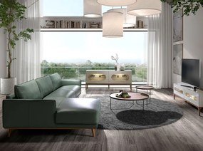 Coltar LUX design italian cu sezlong stanga Cowhide verde