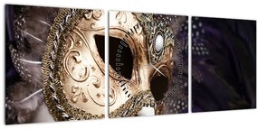 Tablou cu statuie cu masca (cu ceas) (90x30 cm)