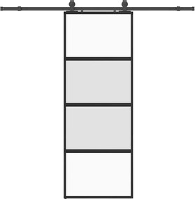vidaXL Ușă glisantă cu set feronerie neagră 76x205cm sticlă securizată