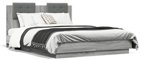 3209952 vidaXL Cadru de pat cu tăblie gri sonoma 140x190 cm lemn prelucrat